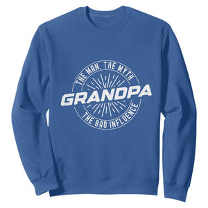 Funny Grandpa Sweatshirt Man Myth Bad Influence Funny Fathers Day TS10 Royal Blue Print Your Wear