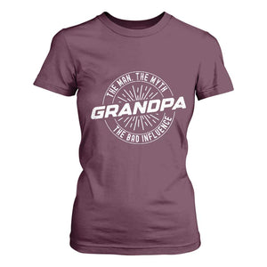 Funny Grandpa T Shirt For Women Man Myth Bad Influence Funny Fathers Day TS10 Maroon Print Your Wear
