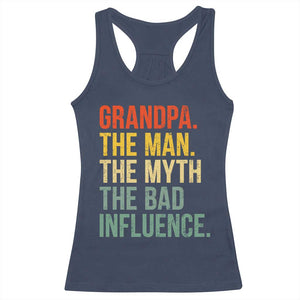 Funny Grandpa Racerback Tank Top Retro Man Myth Bad Influence Best Funny Fathers Day TS10 Navy Print Your Wear