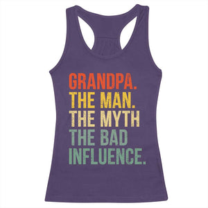 Funny Grandpa Racerback Tank Top Retro Man Myth Bad Influence Best Funny Fathers Day TS10 Purple Print Your Wear