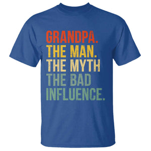 Funny Grandpa T Shirt - Retro Man Myth Bad Influence Best Funny Fathers Day TS10 Royal Blue Print Your Wear