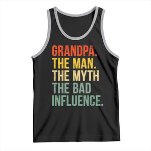 Funny Grandpa Tank Top Retro Man Myth Bad Influence Best Funny Fathers Day TS10 Black Athletic Heather Print Your Wear