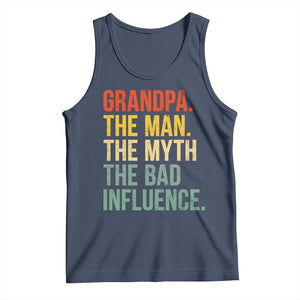 Funny Grandpa Tank Top Retro Man Myth Bad Influence Best Funny Fathers Day TS10 Navy Print Your Wear