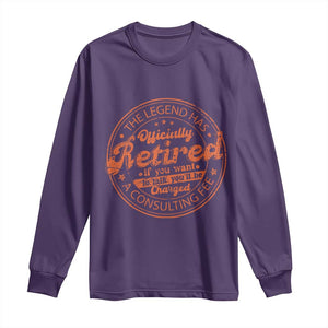 The Legend Has Retired Long Sleeve Shirt Retro Funny Retirement Gift Dad Humor TS10 Purple Print Your Wear
