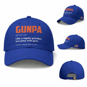 Funny Gunpa Baseball Cap Gun Lover Grandpa Pro Gun Enthusiast TS10 Baseball Cap Universal Fit Royal Blue Print Your Wear
