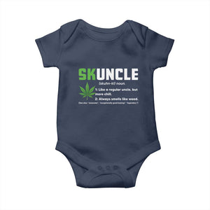 Funny Uncle Weed Smoker Baby Onesie Skuncle Definition Funny Weed Pot Cannabis Marijuana TS10 Navy Print Your Wear