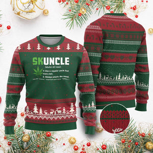 Funny Uncle Weed Smoker Ugly Christmas Sweater Skuncle Definition Funny Weed Pot Cannabis Marijuana TS10 Red Green Print Your Wear