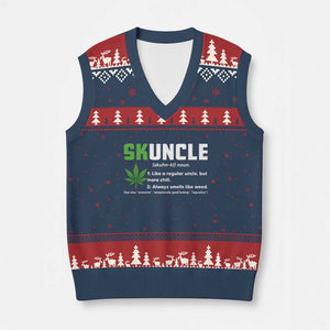 Funny Uncle Weed Smoker V-Neck Knit Sweater Vest Skuncle Definition Funny Weed Pot Cannabis Marijuana TS10 Navy Red Print Your Wear