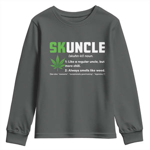 Funny Uncle Weed Smoker Youth Sweatshirt Skuncle Definition Funny Weed Pot Cannabis Marijuana TS10 Dark Heather Print Your Wear