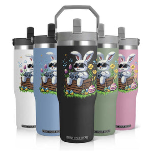 Gamer Rabbit Flip Straw Tumbler Cute Bunny Gaming Eggs Video Games Easter Pixel Garden TS10 Print Your Wear