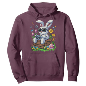 Gamer Rabbit Hoodie Cute Bunny Gaming Eggs Video Games Easter Pixel Garden TS10 Maroon Print Your Wear