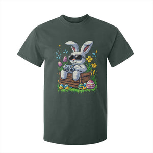 Gamer Rabbit T Shirt For Kid Cute Bunny Gaming Eggs Video Games Easter Pixel Garden TS10 Dark Forest Green Print Your Wear