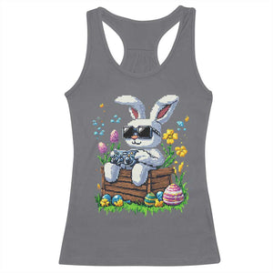 Gamer Rabbit Racerback Tank Top Cute Bunny Gaming Eggs Video Games Easter Pixel Garden TS10 Charcoal Print Your Wear