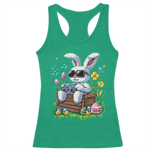 Gamer Rabbit Racerback Tank Top Cute Bunny Gaming Eggs Video Games Easter Pixel Garden TS10 Irish Green Print Your Wear