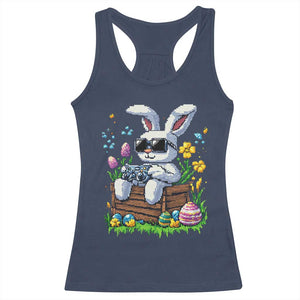 Gamer Rabbit Racerback Tank Top Cute Bunny Gaming Eggs Video Games Easter Pixel Garden TS10 Navy Print Your Wear