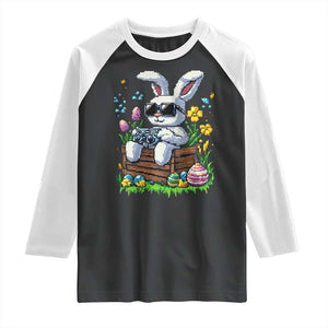 Gamer Rabbit Raglan Shirt Cute Bunny Gaming Eggs Video Games Easter Pixel Garden TS10 Black White Print Your Wear