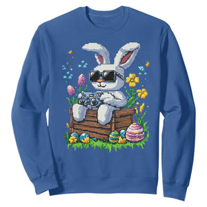 Gamer Rabbit Sweatshirt Cute Bunny Gaming Eggs Video Games Easter Pixel Garden TS10 Royal Blue Print Your Wear