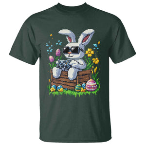 Gamer Rabbit T Shirt Cute Bunny Gaming Eggs Video Games Easter Pixel Garden TS10 Dark Forest Green Print Your Wear