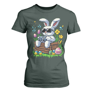 Gamer Rabbit T Shirt For Women Cute Bunny Gaming Eggs Video Games Easter Pixel Garden TS10 Dark Forest Green Print Your Wear