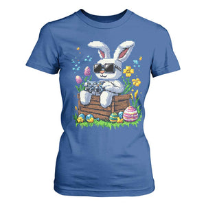 Gamer Rabbit T Shirt For Women Cute Bunny Gaming Eggs Video Games Easter Pixel Garden TS10 Royal Blue Print Your Wear