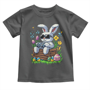 Gamer Rabbit Toddler T Shirt Cute Bunny Gaming Eggs Video Games Easter Pixel Garden TS10 Dark Heather Print Your Wear