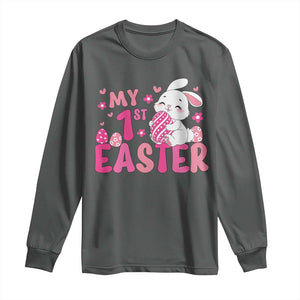 Baby First Easter Long Sleeve Shirt Cute Newborn Gift Bunny Rabbit TS10 Dark Heather Print Your Wear