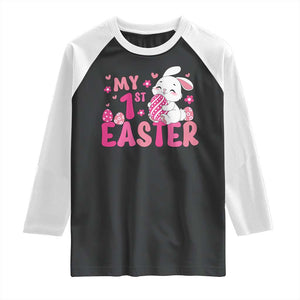 Baby First Easter Raglan Shirt Cute Newborn Gift Bunny Rabbit TS10 Black White Print Your Wear