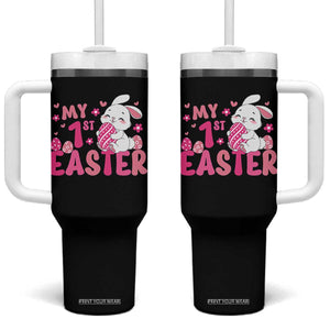 Baby First Easter Tumbler With Handle Cute Newborn Gift Bunny Rabbit TS10 One Size: 40 oz Black Print Your Wear