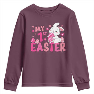 Baby First Easter Youth Sweatshirt Cute Newborn Gift Bunny Rabbit TS10 Maroon Print Your Wear