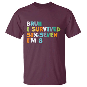 8th Birthday T Shirt Im 8 Year Old Six Seven Bruh I Survived 67 TS10 Maroon Print Your Wear