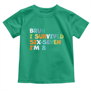 8th Birthday Toddler T Shirt Im 8 Year Old Six Seven Bruh I Survived 67 TS10 Irish Green Print Your Wear