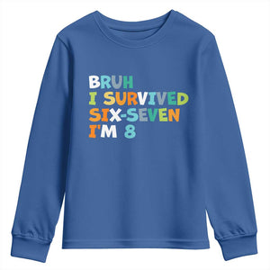 8th Birthday Youth Sweatshirt Im 8 Year Old Six Seven Bruh I Survived 67 TS10 Royal Blue Print Your Wear