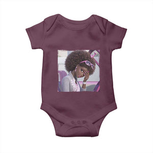 Disgusted Black Doll Meme Baby Onesie Funny Sassy Reaction Afro Girl With Attitude TS10 Maroon Print Your Wear