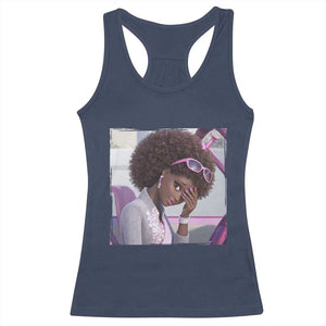 Disgusted Black Doll Meme Racerback Tank Top Funny Sassy Reaction Afro Girl With Attitude TS10 Navy Print Your Wear