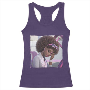 Disgusted Black Doll Meme Racerback Tank Top Funny Sassy Reaction Afro Girl With Attitude TS10 Purple Print Your Wear