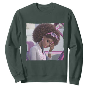 Disgusted Black Doll Meme Sweatshirt Funny Sassy Reaction Afro Girl With Attitude TS10 Dark Forest Green Print Your Wear