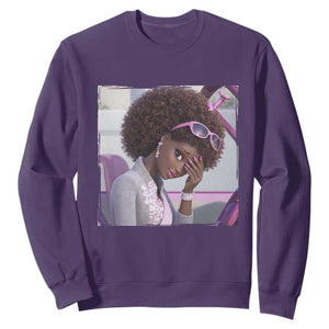 Disgusted Black Doll Meme Sweatshirt Funny Sassy Reaction Afro Girl With Attitude TS10 Purple Print Your Wear