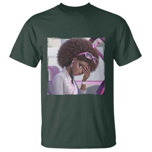 Disgusted Black Doll Meme T Shirt Funny Sassy Reaction Afro Girl With Attitude TS10 Dark Forest Green Print Your Wear