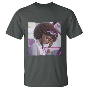 Disgusted Black Doll Meme T Shirt Funny Sassy Reaction Afro Girl With Attitude TS10 Dark Heather Print Your Wear