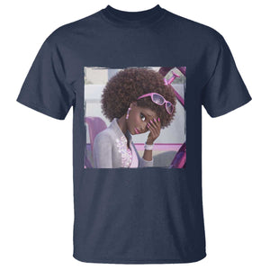 Disgusted Black Doll Meme T Shirt Funny Sassy Reaction Afro Girl With Attitude TS10 Navy Print Your Wear
