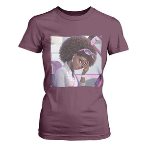 Disgusted Black Doll Meme T Shirt For Women Funny Sassy Reaction Afro Girl With Attitude TS10 Maroon Print Your Wear