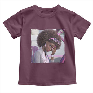Disgusted Black Doll Meme Toddler T Shirt Funny Sassy Reaction Afro Girl With Attitude TS10 Maroon Print Your Wear