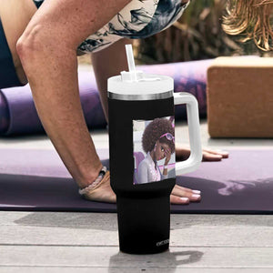 Disgusted Black Doll Meme Tumbler With Handle Funny Sassy Reaction Afro Girl With Attitude TS10 Print Your Wear