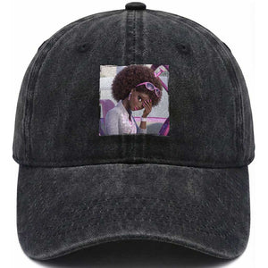 Disgusted Black Doll Meme Washed Cotton Baseball Cap Funny Sassy Reaction Afro Girl With Attitude TS10 Print Your Wear