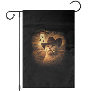 Funny Cowboy Cat UFO Garden Flag Retro Western Rodeo Meme Cats Lover Gift TS10 Black Print Your Wear