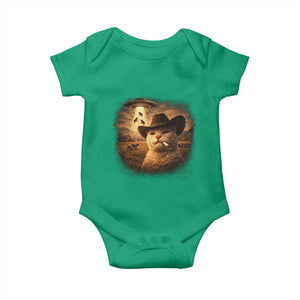 Funny Cowboy Cat UFO Baby Onesie Retro Western Rodeo Meme Cats Lover Gift TS10 Irish Green Print Your Wear