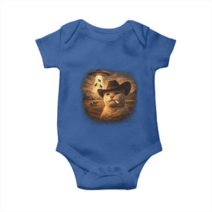 Funny Cowboy Cat UFO Baby Onesie Retro Western Rodeo Meme Cats Lover Gift TS10 Royal Blue Print Your Wear