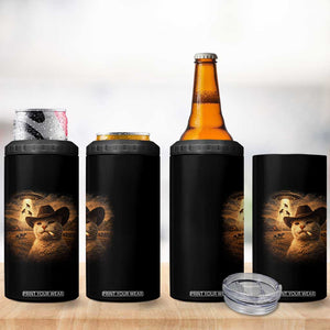 Funny Cowboy Cat UFO 4 in 1 Can Cooler Tumbler Retro Western Rodeo Meme Cats Lover Gift TS10 Print Your Wear