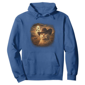 Funny Cowboy Cat UFO Hoodie Retro Western Rodeo Meme Cats Lover Gift TS10 Royal Blue Print Your Wear
