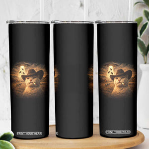 Funny Cowboy Cat UFO Skinny Tumbler Retro Western Rodeo Meme Cats Lover Gift TS10 Print Your Wear